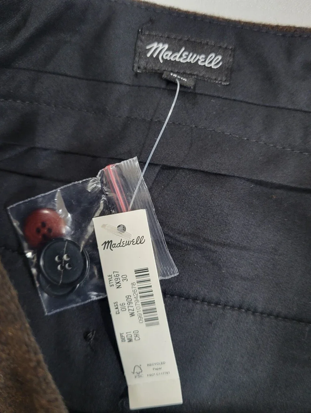 Madewell Officer Pants in Wool Blend  NX967 Size 30 NEW Chocolate